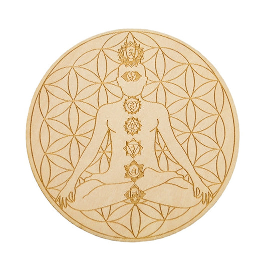Elevate Your Spiritual Space with our Chakra Wooden Altar Pad – Balance and Harmony Beneath Your Altar!